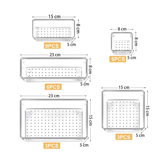 NEW in box 27 piece clear acrylic drawer organizers - Picture 2 of 2